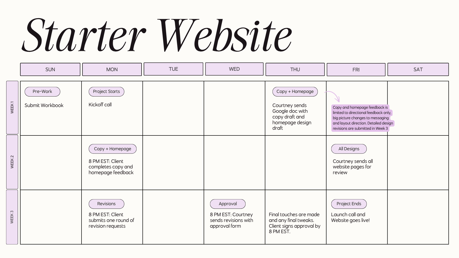 Starter Website Timeline